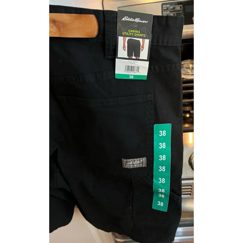 New Eddie Bauer Black Canvas Utility Shorts